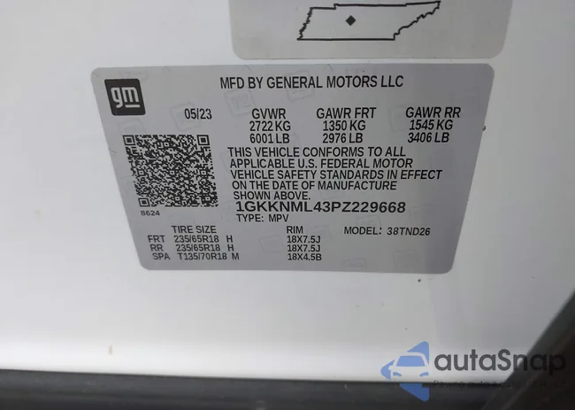 1GKKNML43PZ229668: 43818550