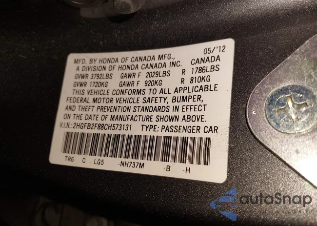 2HGFB2F88CH573131: 43819940