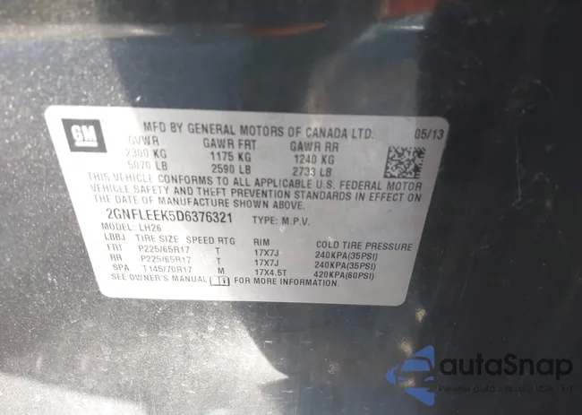 2GNFLEEK5D6376321: 43819943