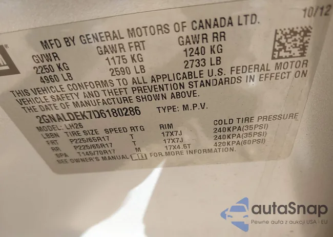 2GNALDEK7D6180286: 43820001