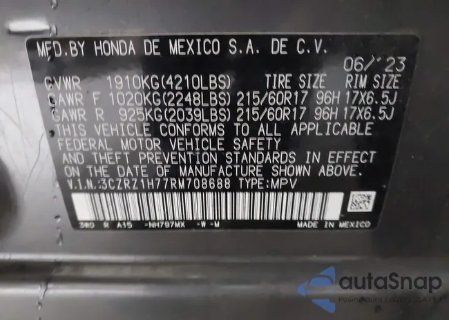 3CZRZ1H77RM708688: 43820036