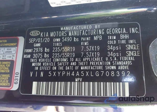 5XYPH4A5XLG708392: 43820047