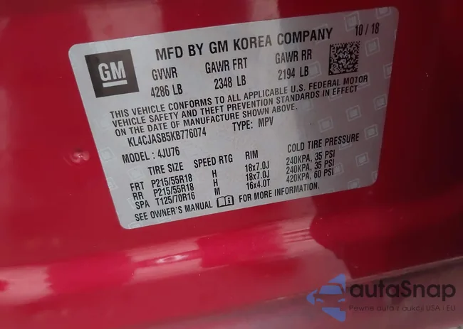 KL4CJASB5KB776074: 43820209