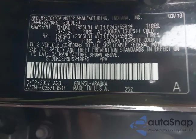 5TDDK3EH9DS219845: 43820350