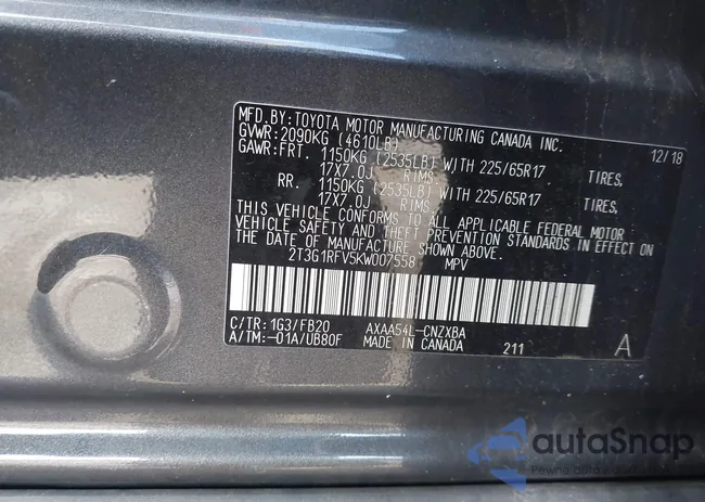 2T3G1RFV5KW007558: 43820356