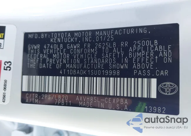 4T1DBADK1SU019998: 43820401