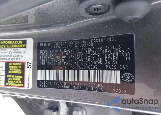 4T1F11BK7LU016832: 43820429