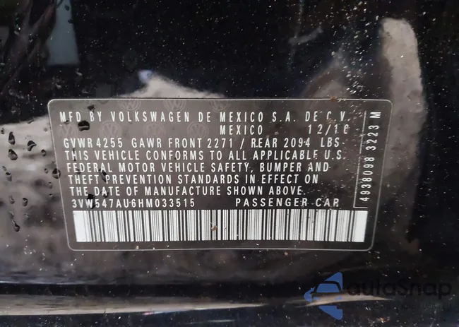 3VW547AU6HM033515: 43820438