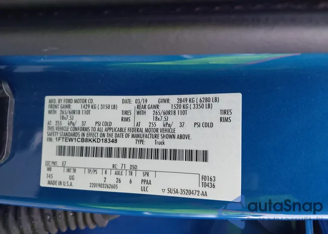 1FTEW1CB8KKD18348: 43819685