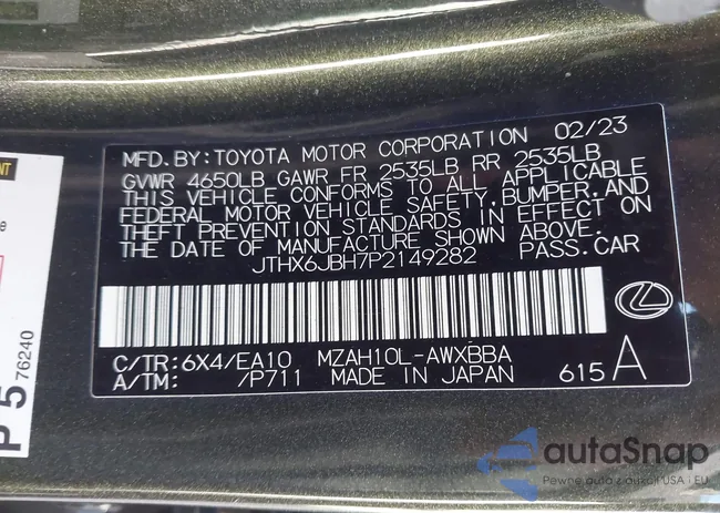 JTHX6JBH7P2149282: 43819696