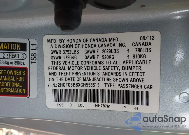 2HGFG3B8XCH558515: 43819797