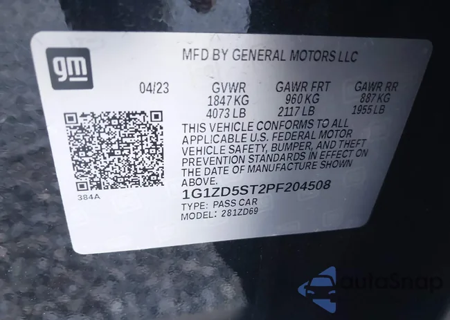 1G1ZD5ST2PF204508: 43819830