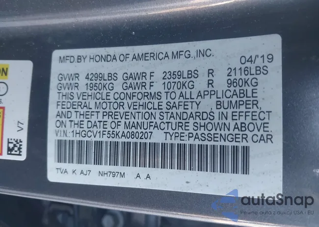 1HGCV1F55KA080207: 43819856