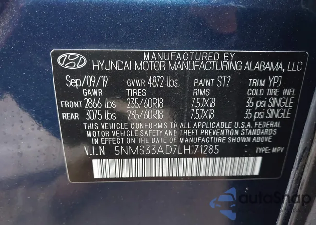 5NMS33AD7LH171285: 43819868