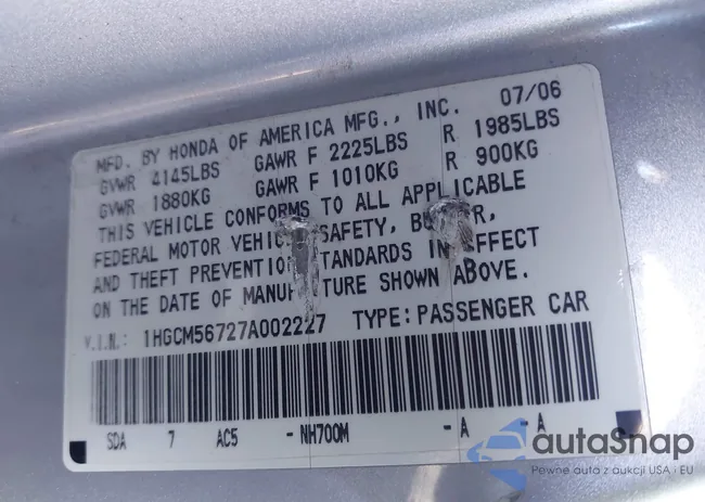 1HGCM56727A002227: 43820931