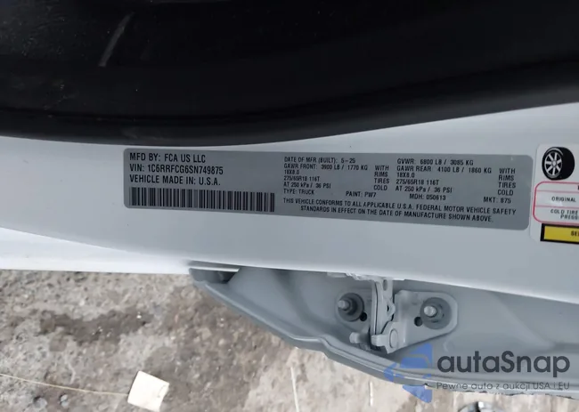 1C6RRFCG6SN749875: 43820962