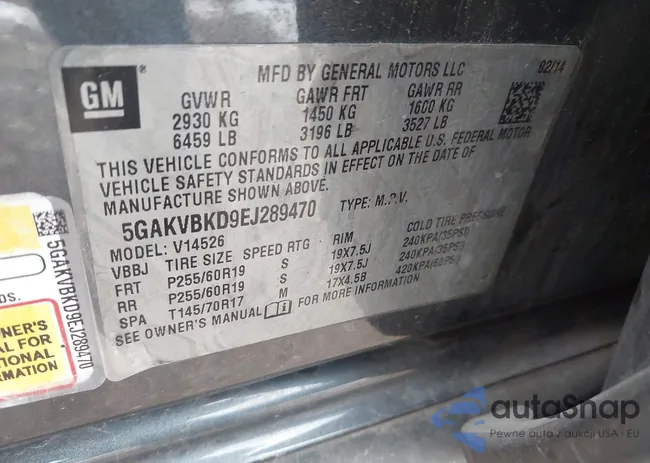 5GAKVBKD9EJ289470: 43821098