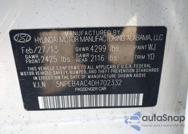 5NPEB4AC4DH702332: 43821125