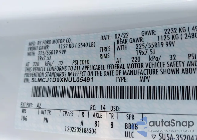 5LMCJ1D9XNUL05491: 43821164