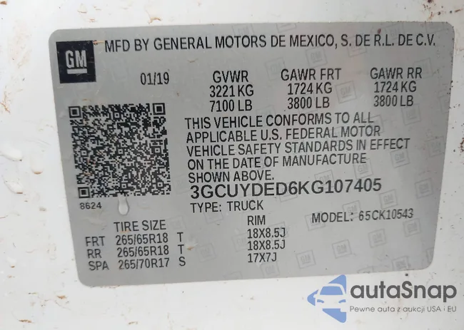 3GCUYDED6KG107405: 43821271