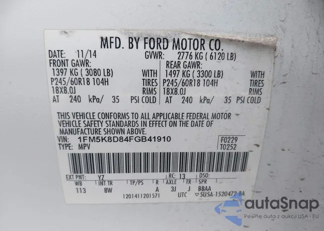 1FM5K8D84FGB41910: 43821416