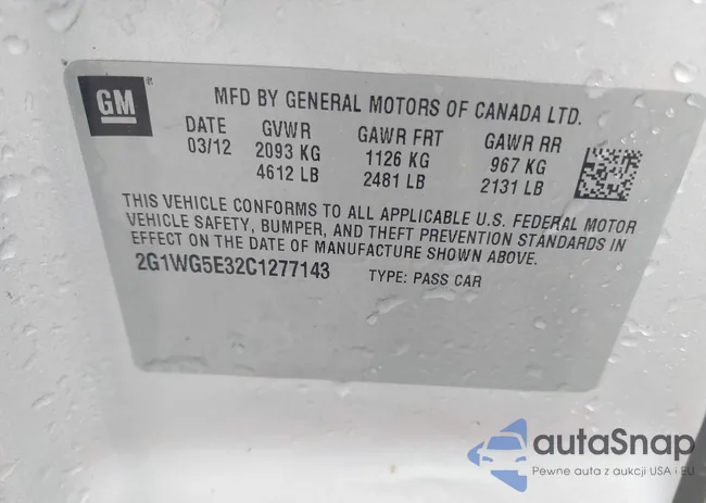 2G1WG5E32C1277143: 43821437