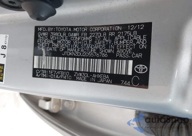 JTDKN3DU2D5576786: 43820516