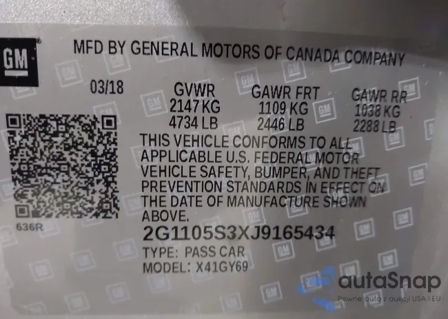 2G1105S3XJ9165434: 43820529