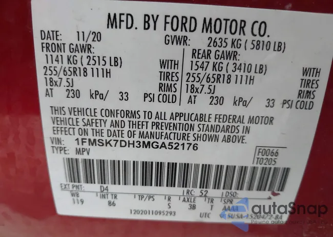 1FMSK7DH3MGA52176: 43820601