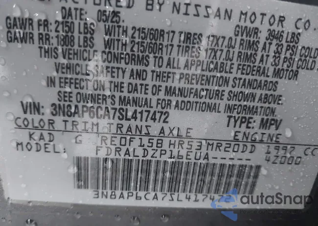 3N8AP6CA7SL417472: 43820642