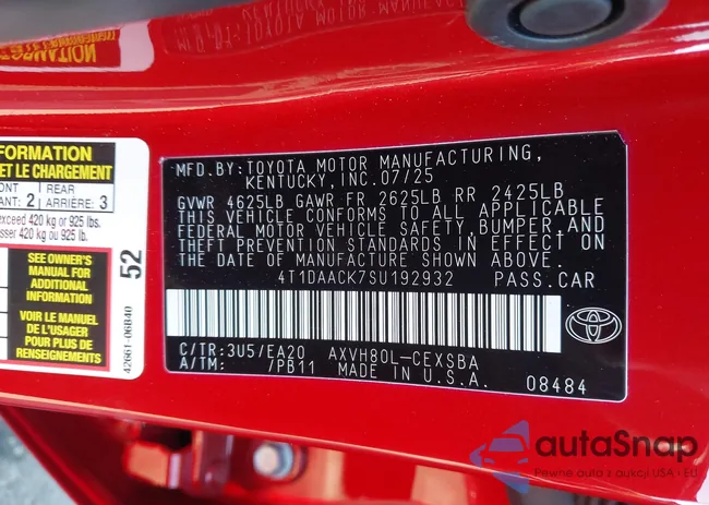 4T1DAACK7SU192932: 43820731