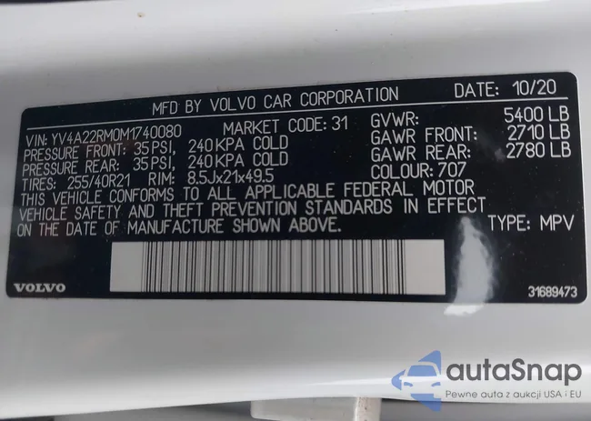 YV4A22RM0M1740080: 43820819