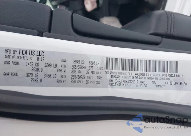 1C4RJFAG3JC121317: 43820853