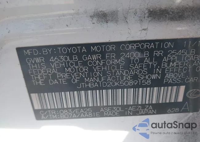 JTHBA1D20K5089158: 43821985