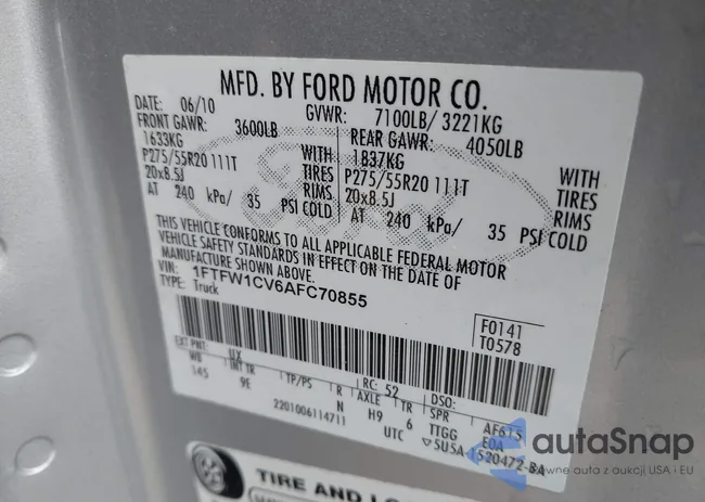 1FTFW1CV6AFC70855: 43822129