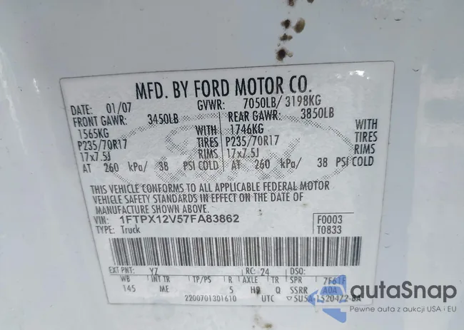 1FTPX12V57FA83862: 43821603