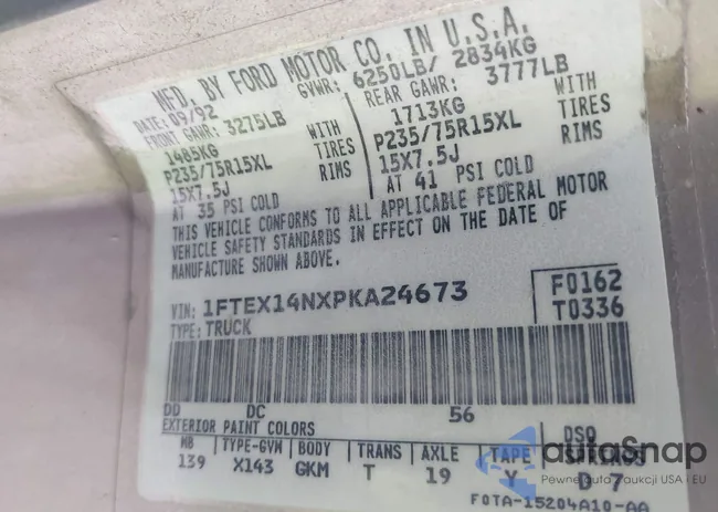 1FTEX14NXPKA24673: 43821609