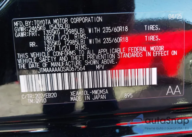 JTMAAAAA0SA067564: 43821613