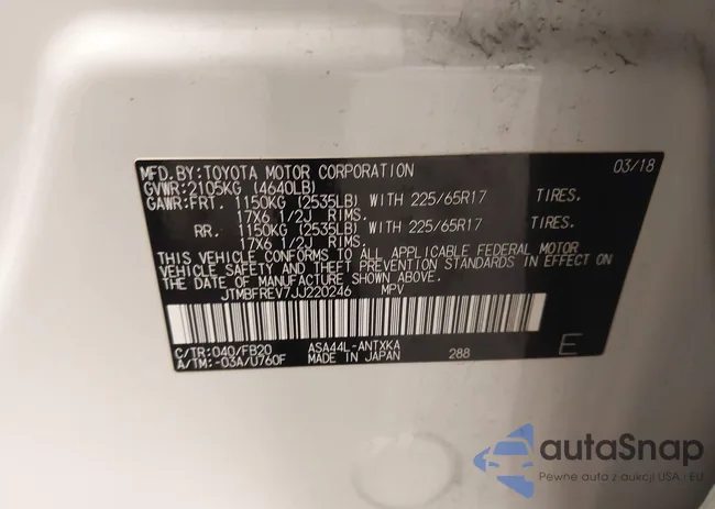 JTMBFREV7JJ220246: 43821727