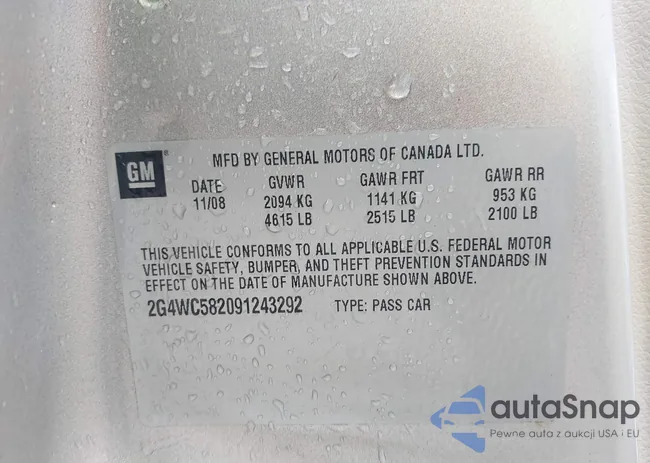 2G4WC582091243292: 43821906