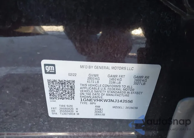 1GNEVHKW3NJ143556: 43823068