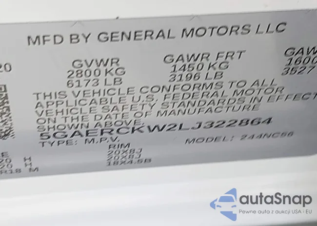 5GAERCKW2LJ322864: 43823245