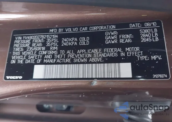 YV4902DZ7B2152194: 43823249