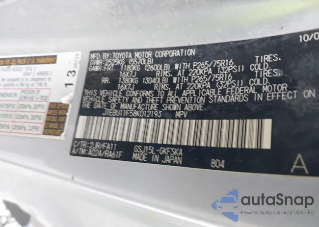 JTEBU11F58K012193: 43823323