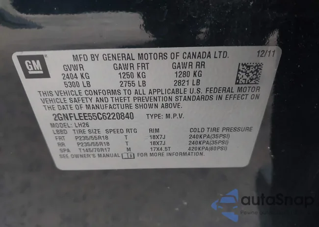 2GNFLEE55C6220840: 43823331