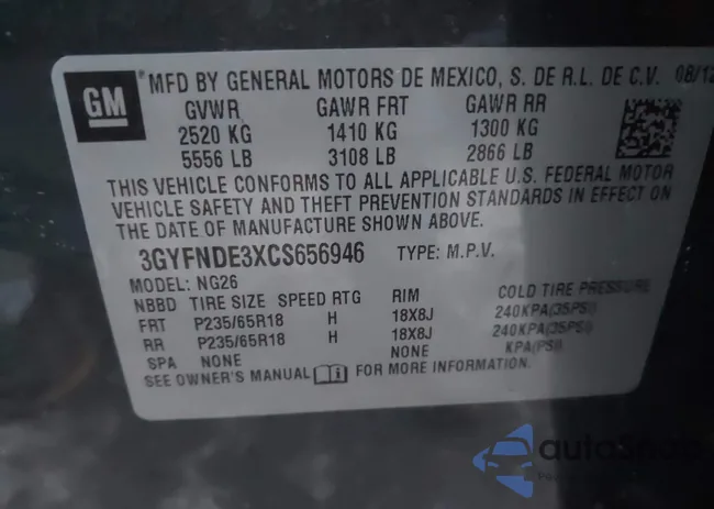 3GYFNDE3XCS656946: 43822635