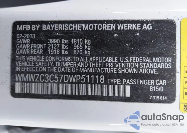 WMWZC3C57DWP51118: 43822673