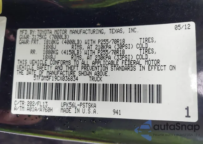 5TFDM5F19CX036834: 43822902