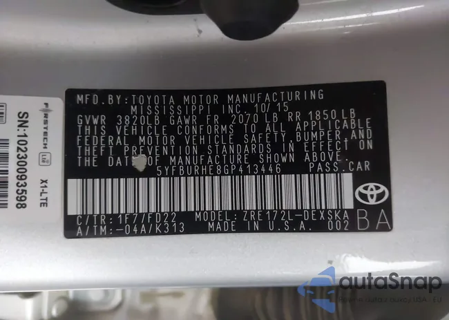 5YFBURHE8GP413446: 43824312