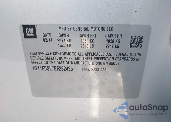 1G11E5SL7EF232425: 43824327